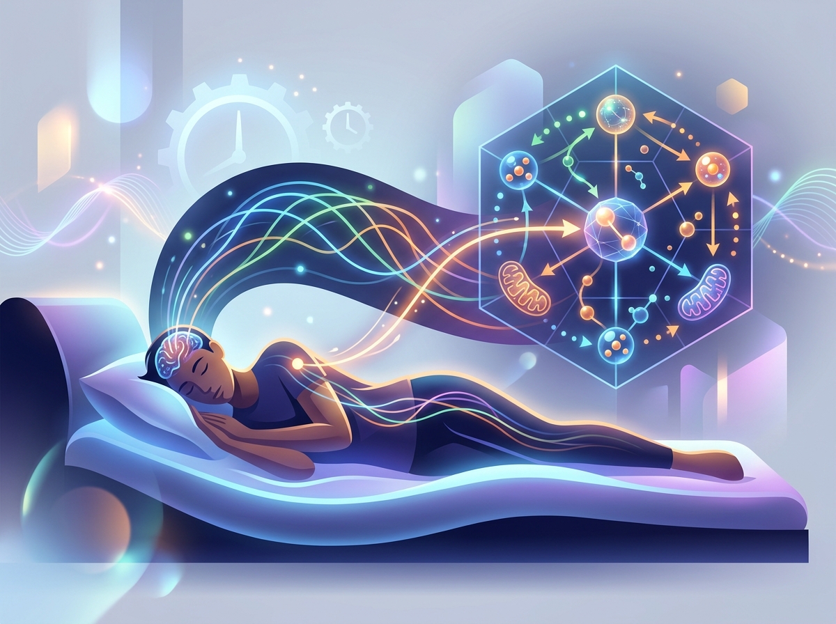 A visual guide showing glycine, tart cherry, and apigenin molecules with their respective sleep benefits listed.